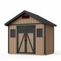 Abri de jardin 213 x 191 x 226 cm en résine beige et noir à double porte ventilé