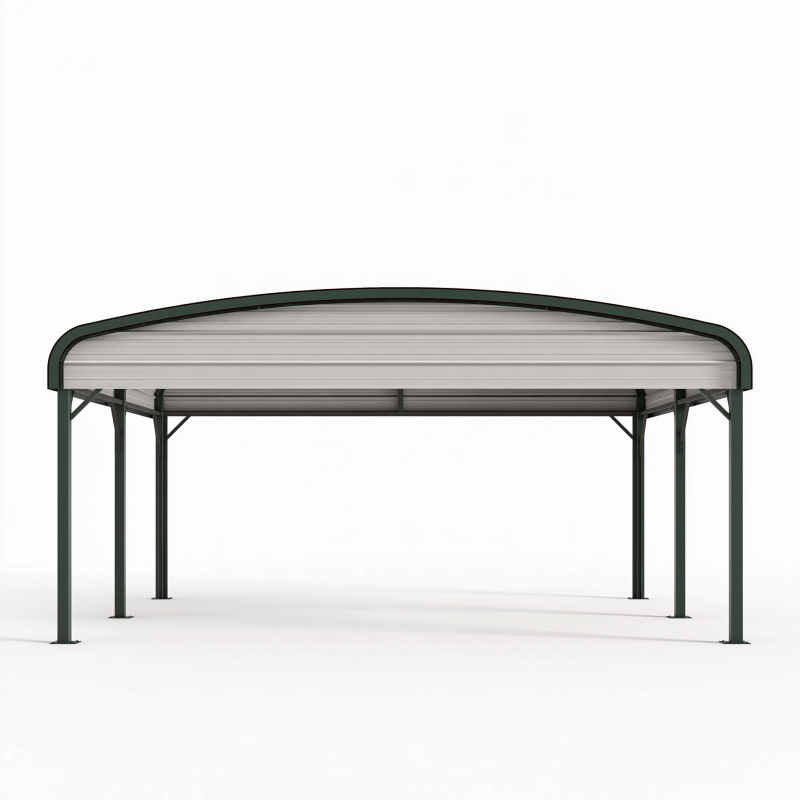 Abri voiture 600 x 300 x 280 cm en acier gris anthracite à toit arqué pour extérieur