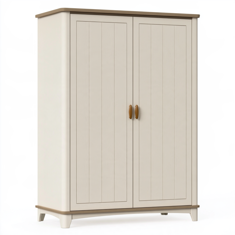 Armoire de rangement 100 x 50 x 190 cm en bois beige style campagne à 2 portes